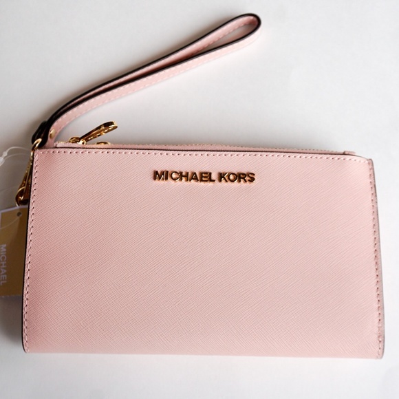 Michael Kors Jet Set Travel Leather Wristlet Pink - Picture 4 of 6